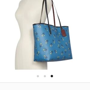 NWT Coach Blue and Yellow Floral Tote Bag